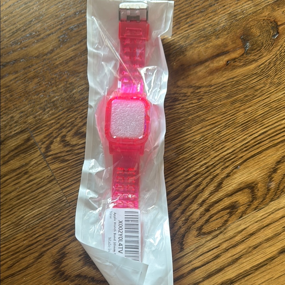 NIB Hot Pink Transparent Apple Watch band